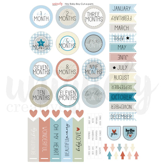 Hey Baby Boy Cut-a-part Sheet