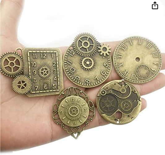 Antique Bronze Clocks Charm Mix